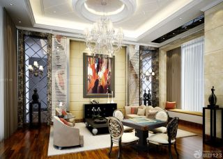 最新欧式客厅墙面装饰装修效果图三室两厅