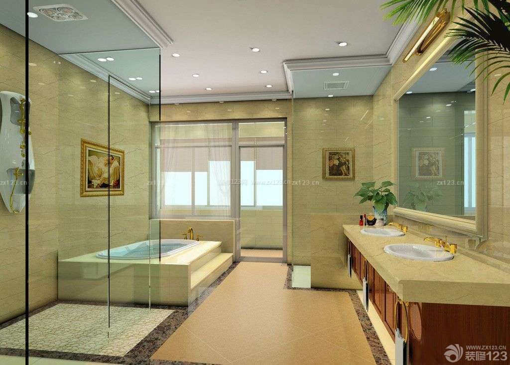 酒店卫生间大理石包裹浴缸装修效果图片