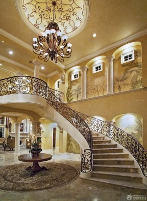 金属楼梯装修效果图片 豪华欧式客厅效果图