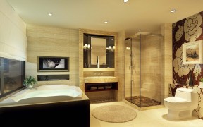 酒店卫生间装修效果图 玻璃淋浴间装修效果图
