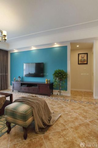 140平米四室两厅两卫蓝色墙面装修效果图片