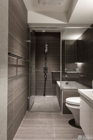 酒店卫生间灰色墙面装修效果图片