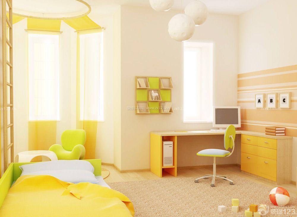 南北通透户型儿童房间装修效果图三室两厅