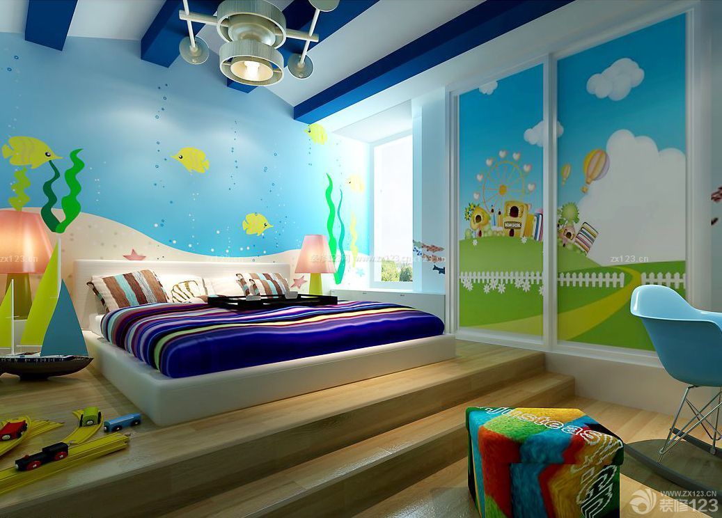 2015最新家装硅藻泥背景墙设计装修效果图儿童卧室