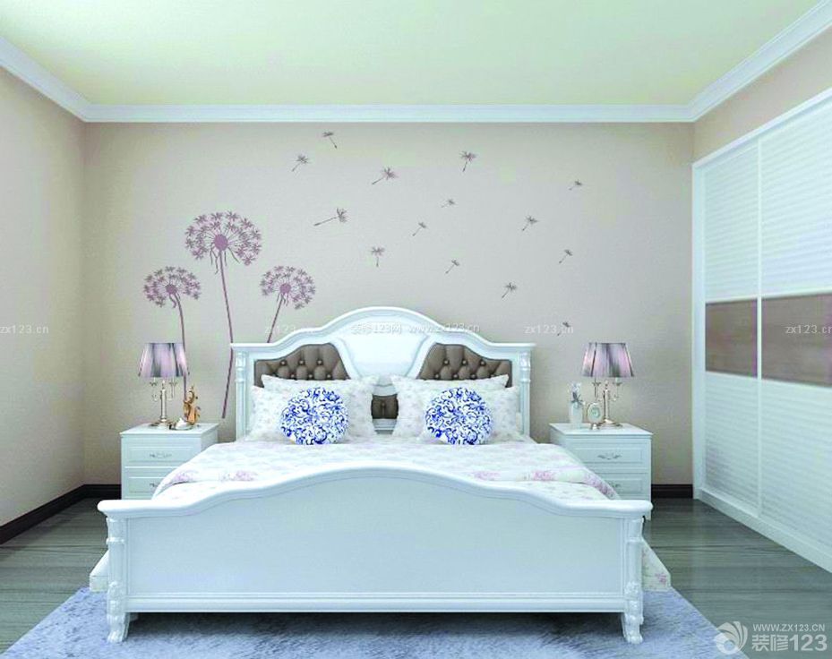 欧式风格硅藻泥背景墙装修效果图片卧室
