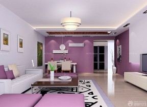 叠加别墅 紫色墙面装修效果图片