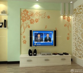 客厅电视硅藻泥背景墙效果图 现代家居装修
