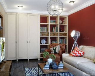 绚丽超小客厅红色墙面装修效果图