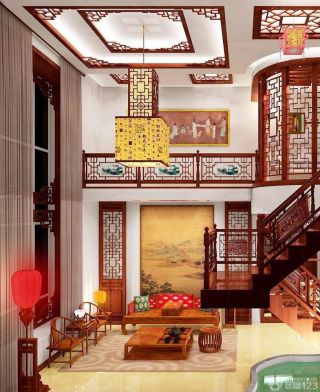 中式风格叠加别墅装修效果图片
