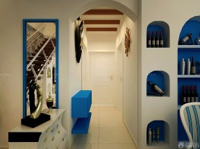 家居地中海风格客厅隔门鞋柜装修效果图片