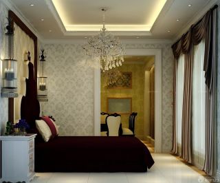 欧式卧室花纹壁纸装修效果图三室两厅100
