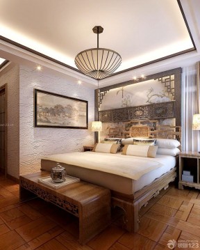 中式小别墅图片大全 卧室床头背景墙