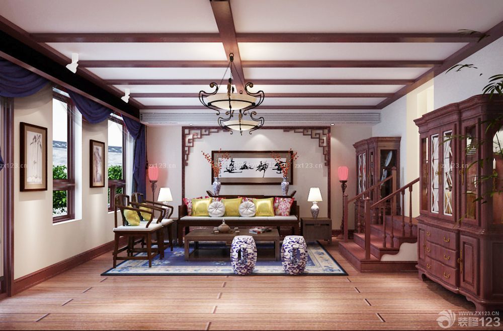 中式家装优秀别墅设计效果图