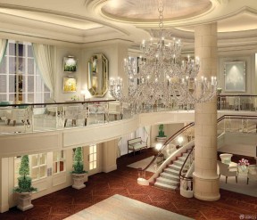 酒店大厅水晶吊灯装修效果图片