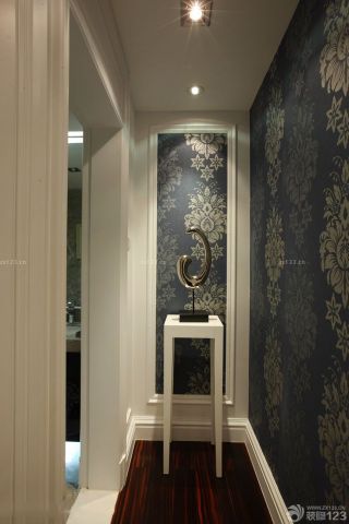 房子玄关欧式花纹壁纸装修设计图片大全140平