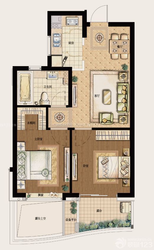 80平方平房两居室户型设计图