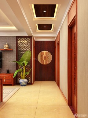 中式家装客厅玄关风水摆放装修效果图