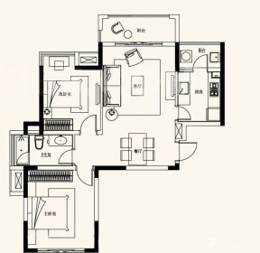 最新80平方平房两室两厅一厨一卫户型图