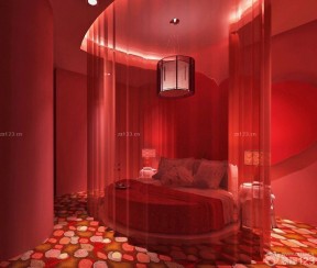 情侣酒店房间图片 红色墙面装修效果图片