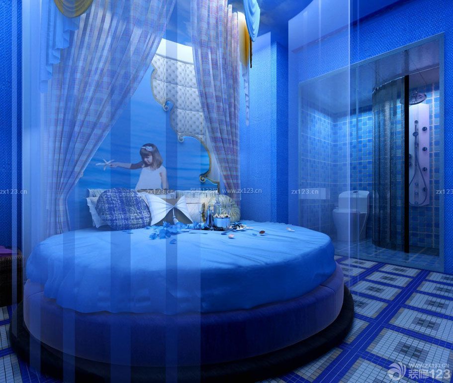 最新情侣主题酒店客房床头背景墙装修效果图片