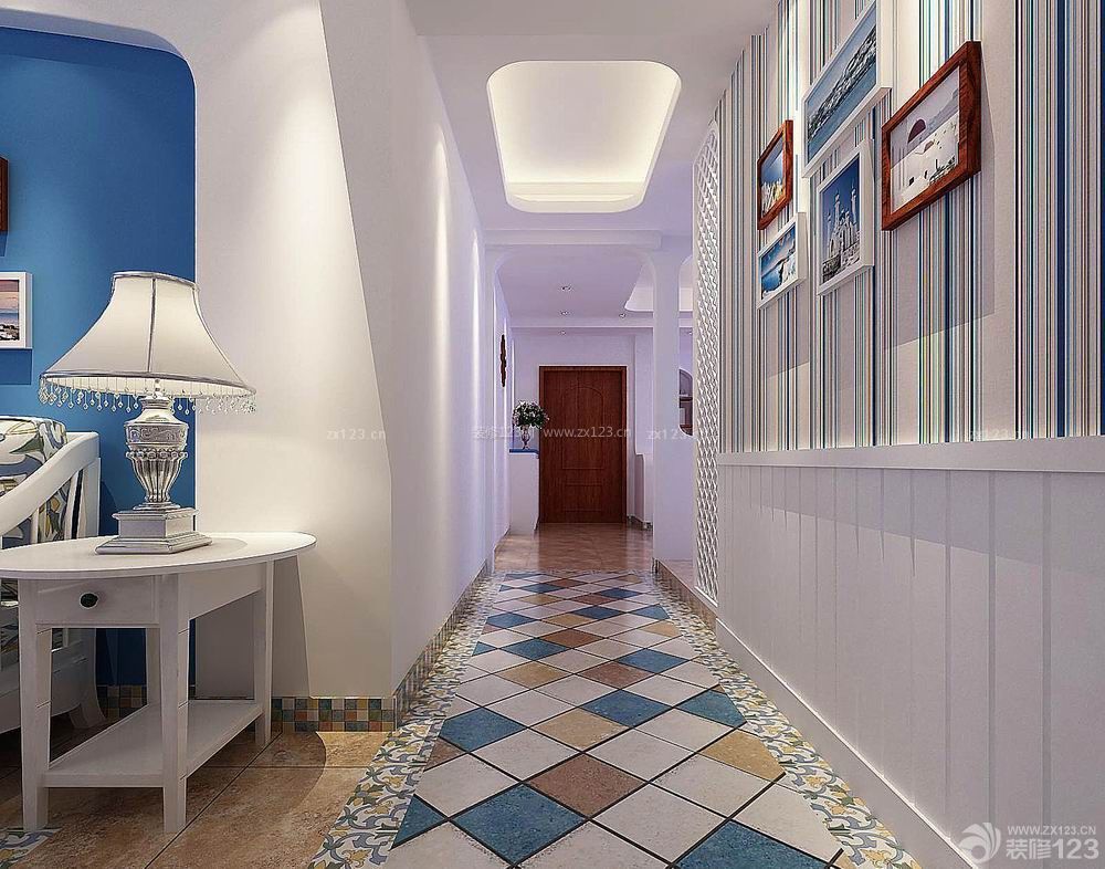 精美地中海风格房间通道瓷砖设计