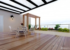 交换空间阳台设计 原木地板装修效果图片
