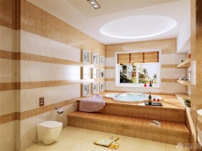 豪华主卧和卫生间浴池错层设计装修效果图片