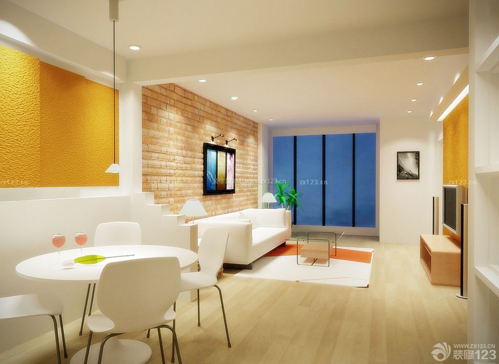 简约现代风格家装硅藻泥客厅侧面效果图