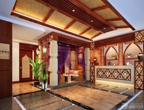 酒店大堂收银台效果图 东南亚风格