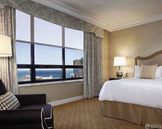 美式酒店客房布艺窗帘装修效果图片