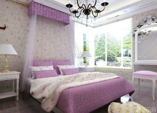 现代简约风格婚房卧室窗帘图片