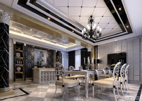 欧式餐厅与客厅酒柜隔断 豪华欧式客厅效果图
