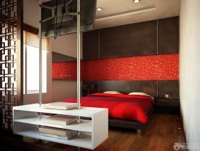 中式卧室半截窗帘效果图 卧室装潢设计