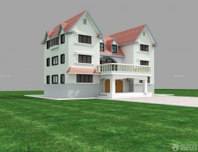 大型别墅设计半顶式琉璃屋顶效果图片