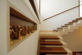 现代时尚楼中楼实木楼梯扶手装修设计图