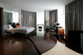 小酒店客房深褐色木地板装修效果图片
