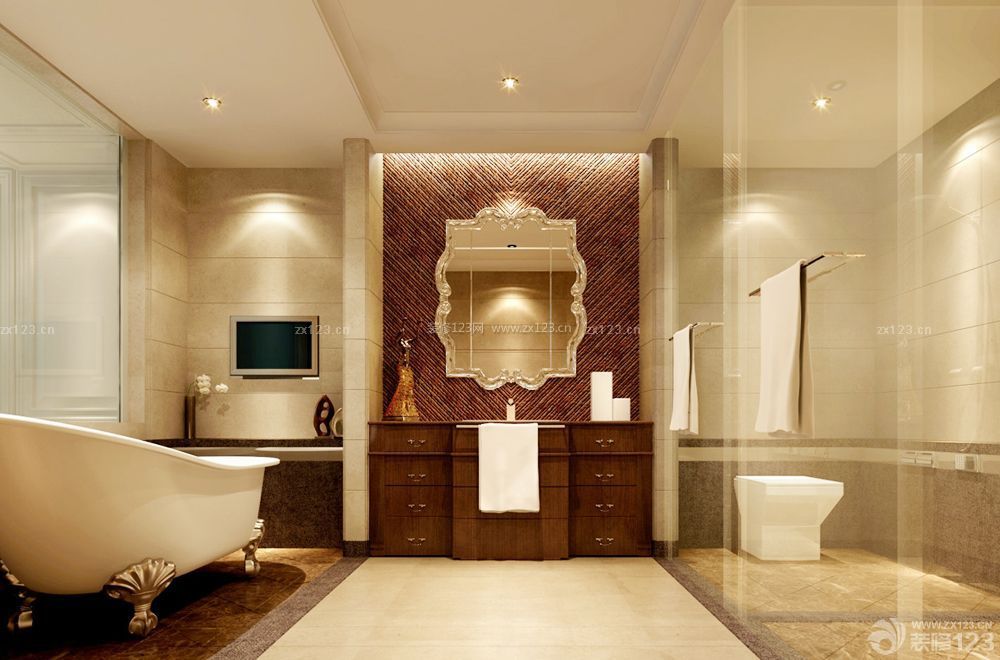 欧式风格酒店洗手间镜子装修效果图片