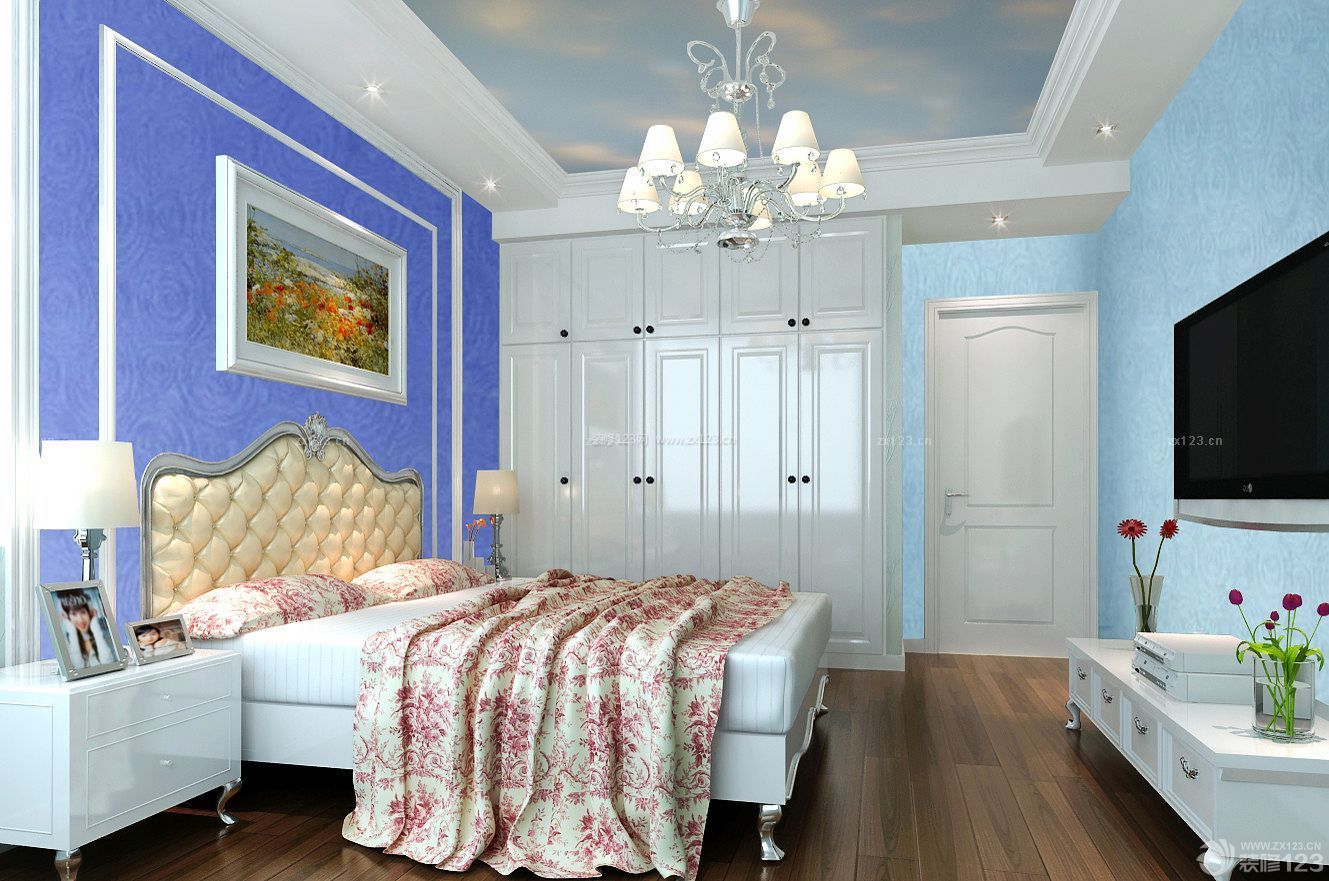 北欧风格卧室硅藻泥背景墙装修效果图片