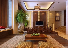 中式家庭刻花 中式家具摆放装修效果图片