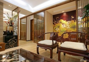 中式家庭混搭客厅刻花装饰设计图片