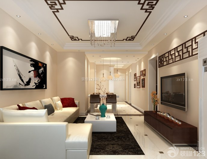 室内客厅设计效果图 转角沙发装修效果图片