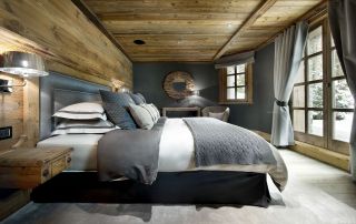 生态木屋别墅卧室现代北欧风格窗帘装修图片