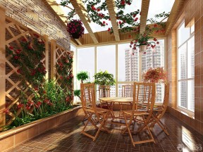 中式家装阳台 阳光房装修效果图片