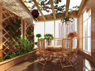 中式家装阳台阳光房装修效果图片
