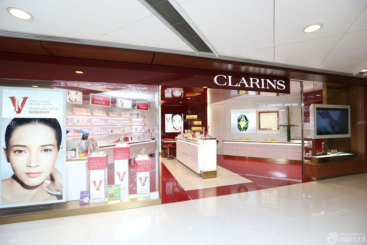 唯美韩国化妆品店粉色墙面装修效果图片