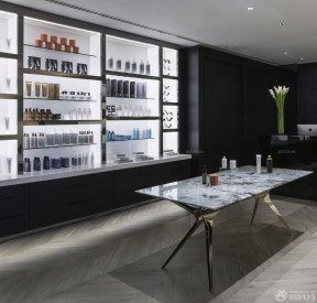 个性韩国化妆品店黑色墙面装修效果图片