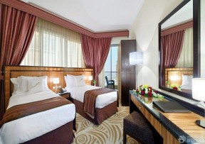 酒店式公寓装修图 双人床装修效果图片