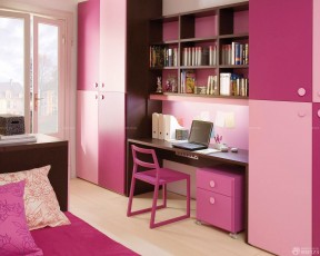 小卧室转角电脑桌书柜衣柜组合 小空间卧室设计