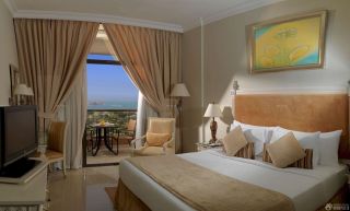 酒店式公寓室内纯色窗帘装修效果图片