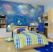 儿童房床头背景墙绘装修效果图片